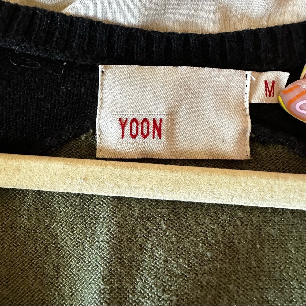 Yoon color block high low v neck tunic sweater - Picture 3 of 4